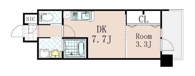 リッツ新大阪プレミアム(1DK/5階)の間取り写真