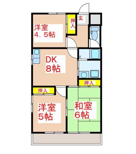メゾン花むれ(3DK/3階)の間取り写真