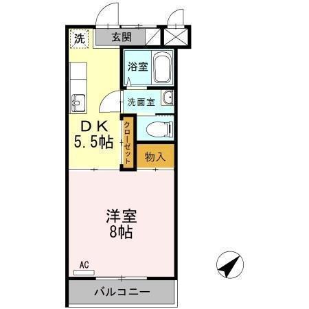 クレール静(1DK/1階)の間取り写真