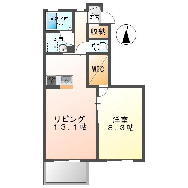 マストタウン上田原 B棟(1LDK/1階)の間取り写真