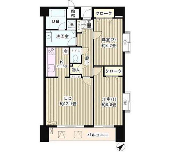 アステリオン松濤(2LDK/8階)の間取り写真