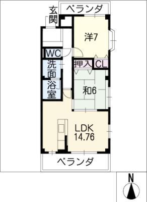 ロイヤルエステートII(2LDK/1階)の間取り写真