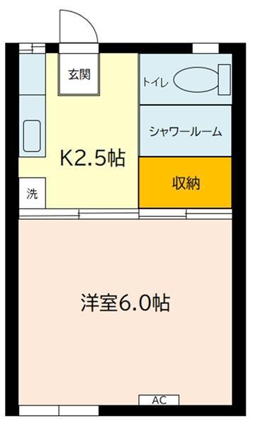 鶴川ハイツ(1K/1階)の間取り写真