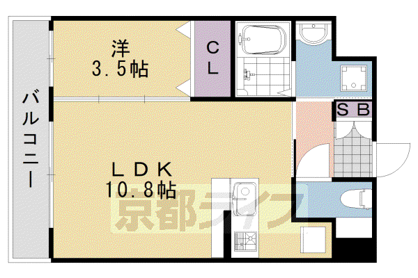 ハピネスクエア桂(1LDK/1階)の間取り写真