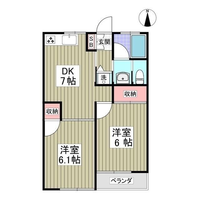 コーポ原田(2DK/2階)の間取り写真