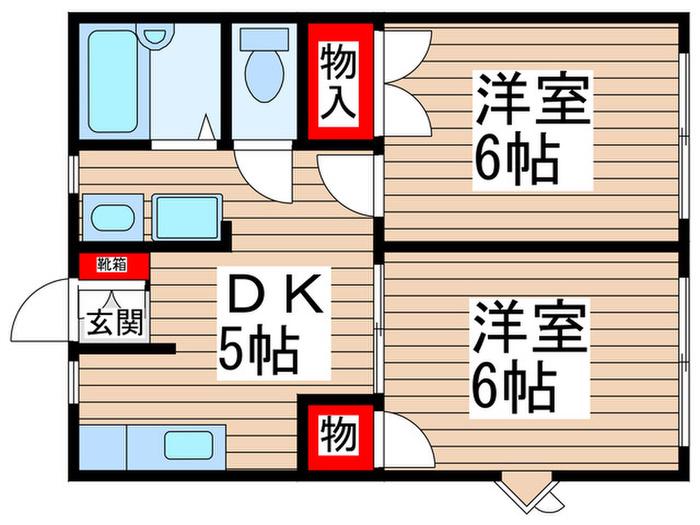 メッセハウス(2DK/1階)の間取り写真