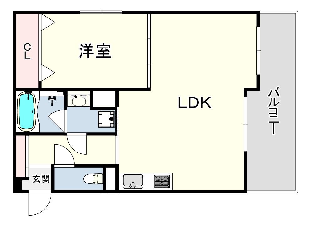 ロイヤルスパークル六甲Ⅱ(1LDK/1階)の間取り写真