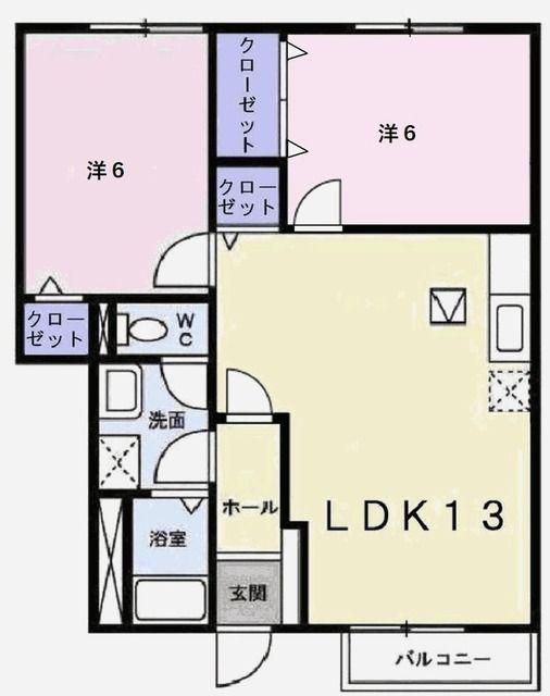 グレイスフル・ノーヴァ(2LDK/1階)の間取り写真