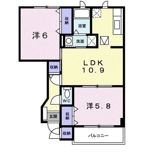 グレイスタウンC(2LDK/1階)の間取り写真