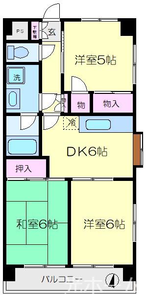 サンパレス(3DK/3階)の間取り写真