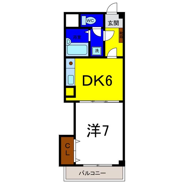 ラフォーレIII(1DK/6階)の間取り写真