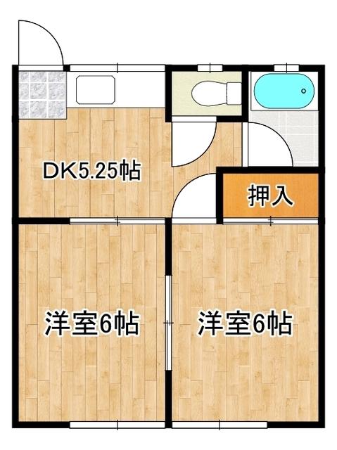 フラワーハイツ江戸崎 パート4(2DK/2階)の間取り写真