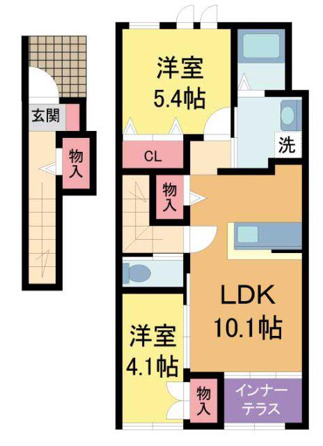 メゾン・ド・プランタン(2LDK/2階)の間取り写真