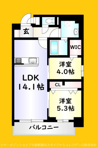 MYS CASETTA KOKURA(2LDK/6階)の間取り写真