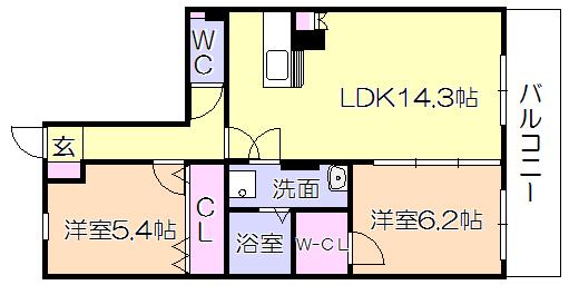 サニーコート梅満(2LDK/5階)の間取り写真