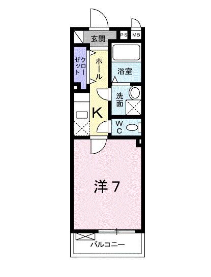 カーサアモローザ(1K/1階)の間取り写真