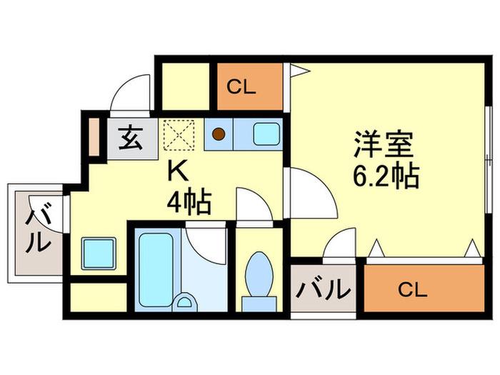 PLイースト大橋IV(1K/4階)の間取り写真
