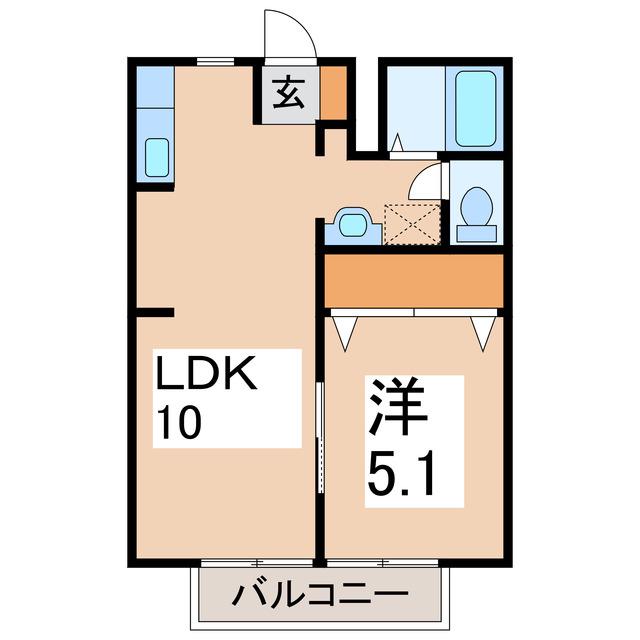 クレッシェンド(1LDK/2階)の間取り写真