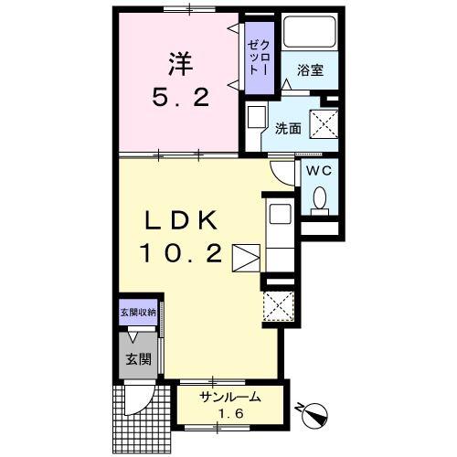 フルリール(1LDK/1階)の間取り写真