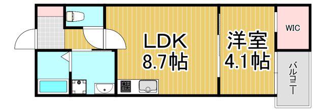 S-FLATさくら夙川(1LDK/2階)の間取り写真