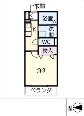 セピアコート N棟(1K/3階)の間取り写真