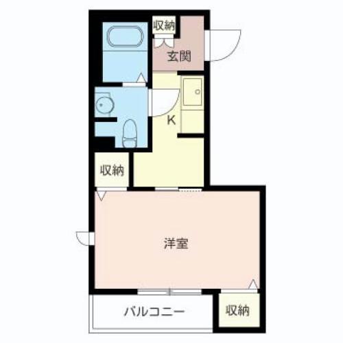 ウエストサイド松が岡(1K/1階)の間取り写真