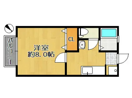 アパートメントT(1K/1階)の間取り写真