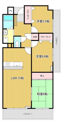 グランコート竜禅寺(3LDK/6階)の間取り写真