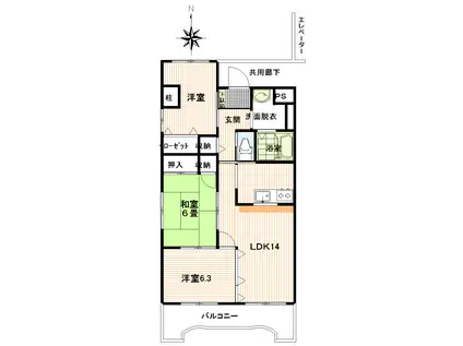 ファミールアクアージュ(3LDK/4階)の間取り写真
