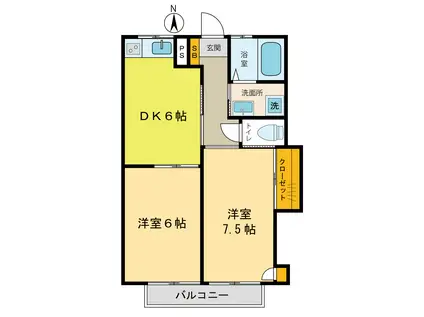 さつきハイツ(2DK/2階)の間取り写真