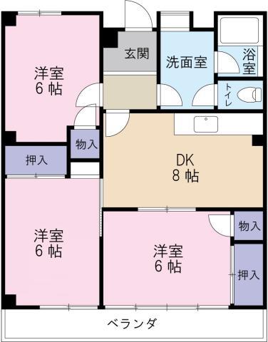 アクティ津田(3DK/3階)の間取り写真