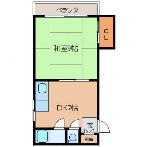 塩本ビル(1DK/4階)の間取り写真
