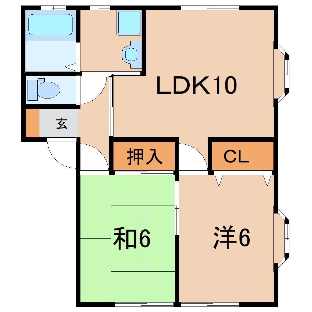 佐久間ハイムA(2LDK/2階)の間取り写真