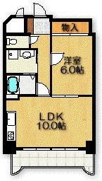サンセリテ内山(1LDK/4階)の間取り写真