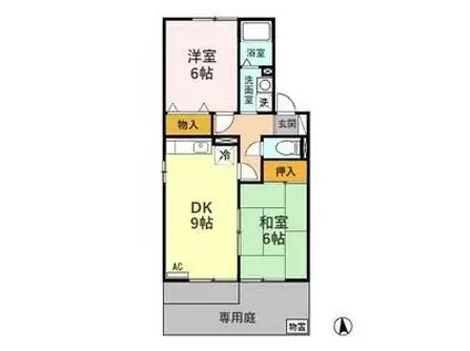 プラムコート B(2DK/1階)の間取り写真
