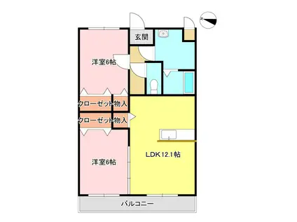 コーンハイツII(2LDK/1階)の間取り写真