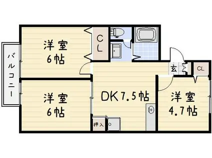 セジュールトヨダ(3DK/2階)の間取り写真