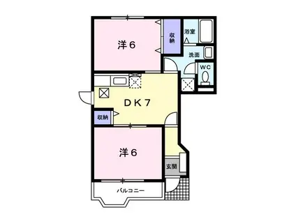 パルデメール(2DK/1階)の間取り写真