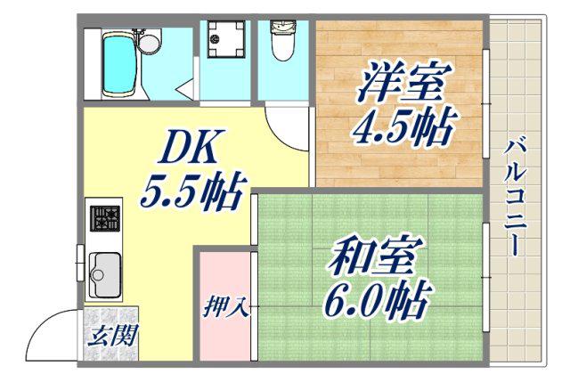 中尾ビル(2DK/2階)の間取り写真