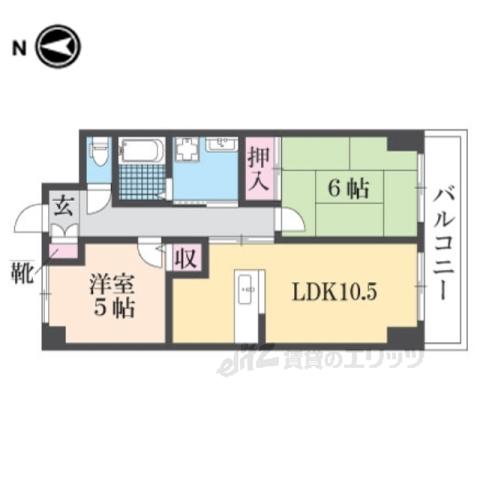 ノイシュロス御室南(2LDK/3階)の間取り写真