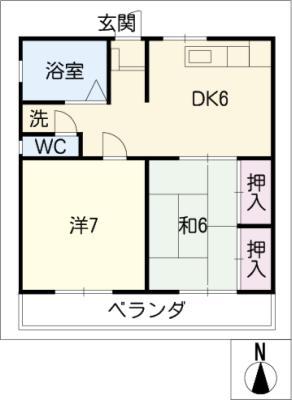 サンホワイトM下有知(2DK/2階)の間取り写真