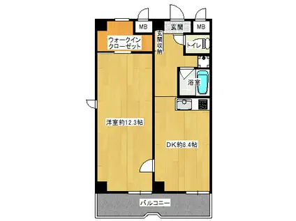 イーストアベニュー(1LDK/2階)の間取り写真