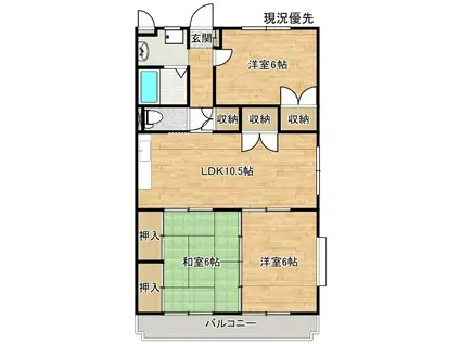 アメニティ東津田II(3LDK/4階)の間取り写真