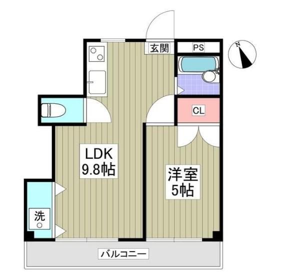 ドエル南浦和(1LDK/3階)の間取り写真