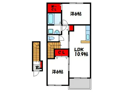 リラパーク徳重(2LDK/2階)の間取り写真