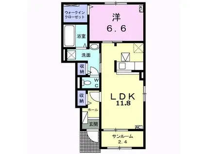 プラシード パラッツオ(1LDK/1階)の間取り写真