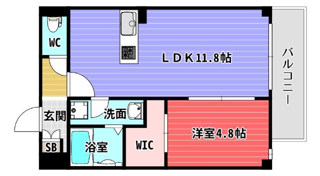 SOLASIA RESIDENCE 九条(1LDK/1階)の間取り写真