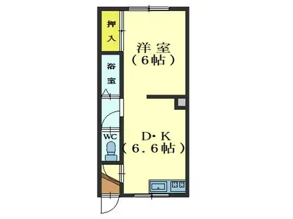 ノースコート本通II(1DK/1階)の間取り写真