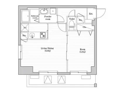 アーバンハイツ六町2号館(1LDK/2階)の間取り写真
