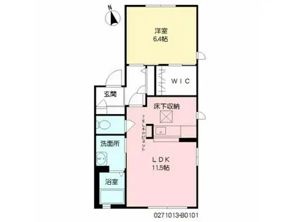パークヒル B棟(1LDK/1階)の間取り写真